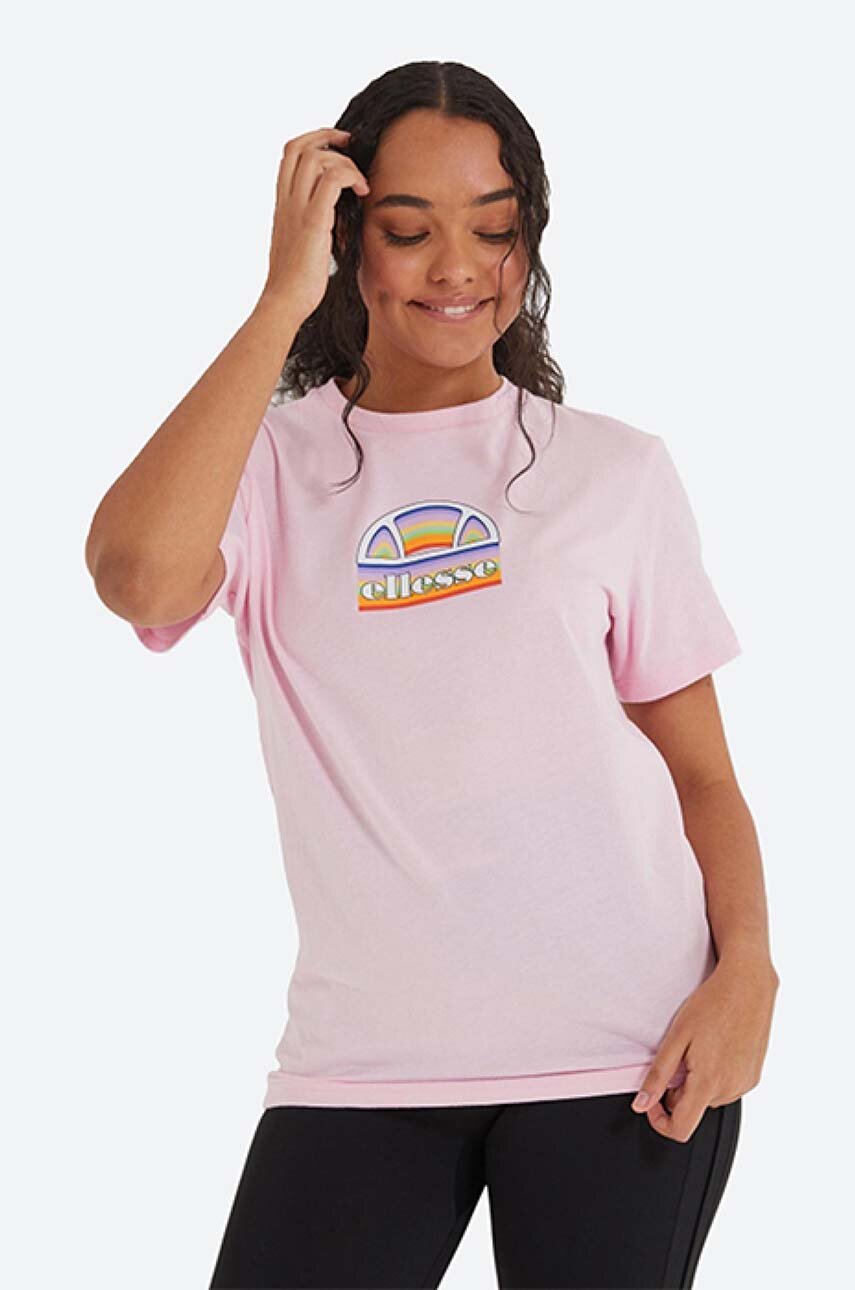 różowy Ellesse t-shirt bawełniany Damski