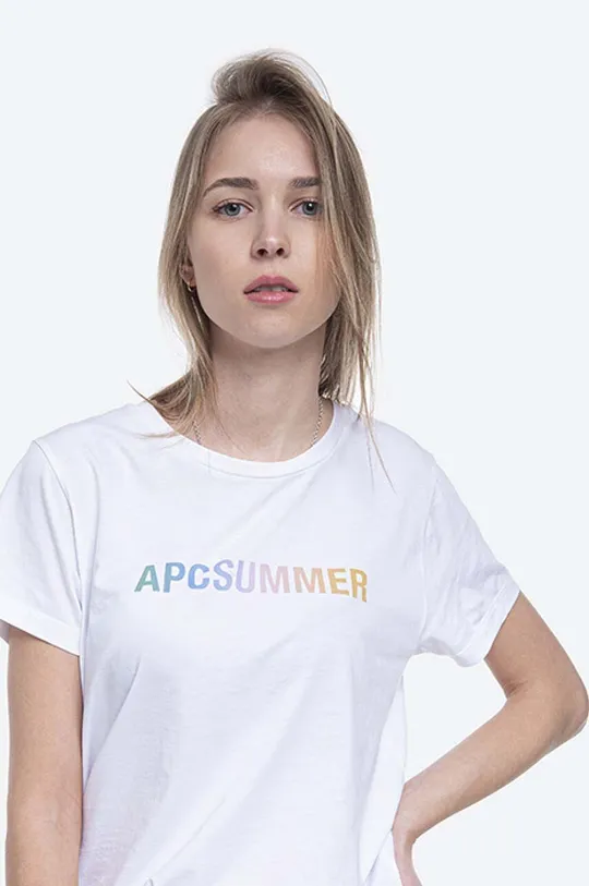 biały A.P.C. t-shirt bawełniany Amel Coeln