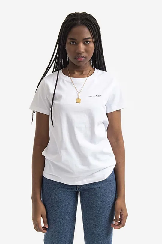 білий Бавовняна футболка A.P.C. Item F Жіночий