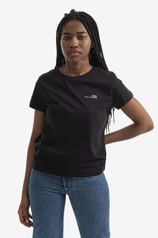 чорний Бавовняна футболка A.P.C. Item F Жіночий
