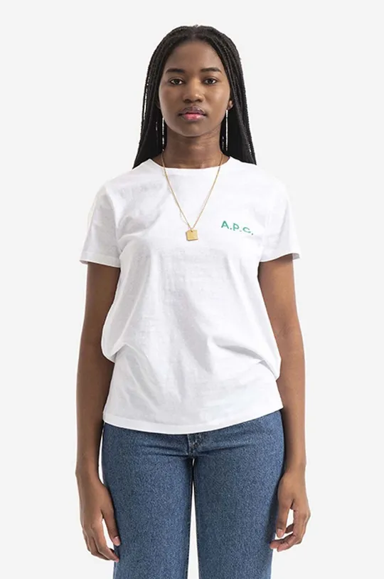 білий Бавовняна футболка A.P.C. Leanne Жіночий