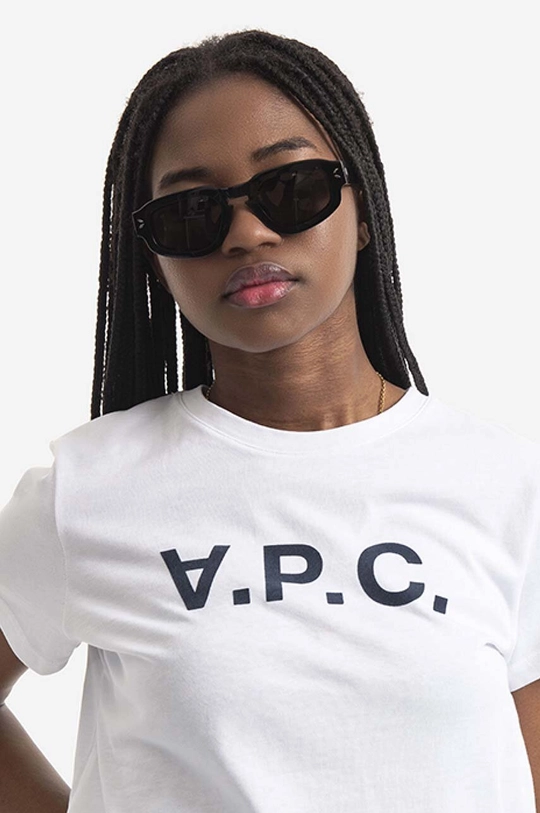 alb A.P.C. tricou din bumbac Vpc blanc