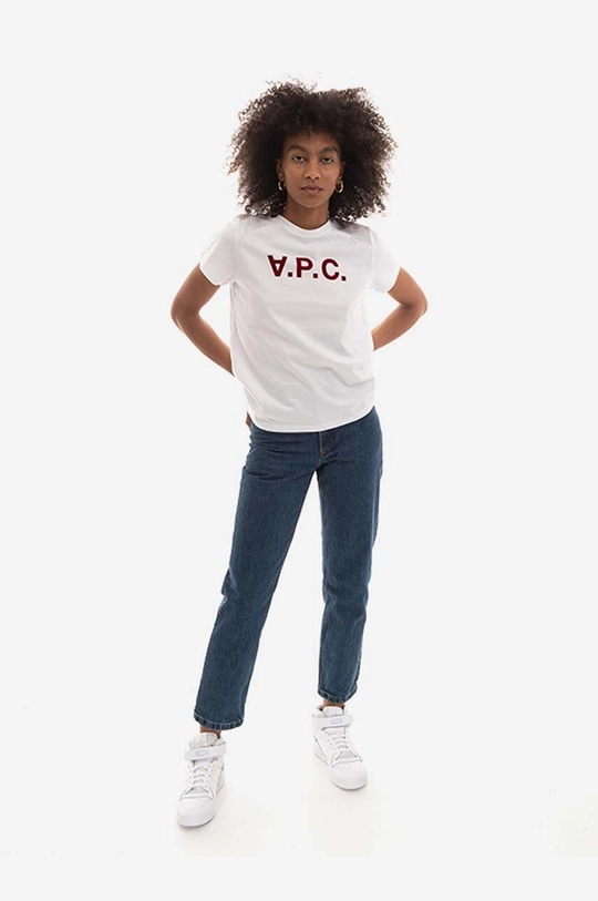 A.P.C. cotton T-shirt Vpc blanc pink