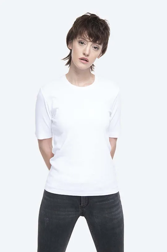 λευκό Βαμβακερό μπλουζάκι Norse Projects Helen High Twist Cotton Γυναικεία