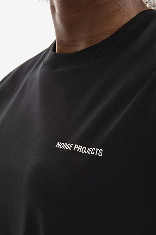 μαύρο Βαμβακερό μπλουζάκι Norse Projects Gro Logo