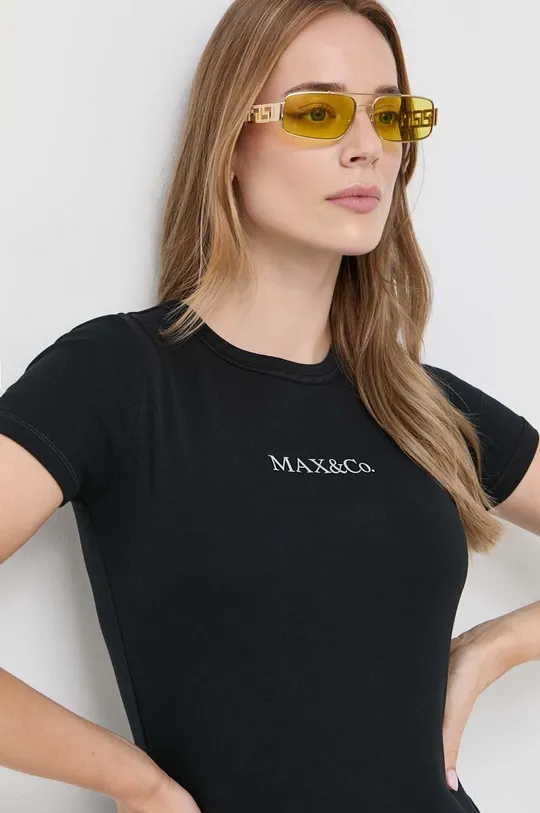чёрный Хлопковая футболка MAX&Co.