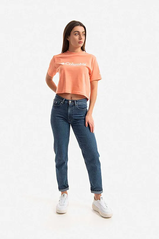 Columbia cotton t-shirt North Cascades Cropped Tee pink