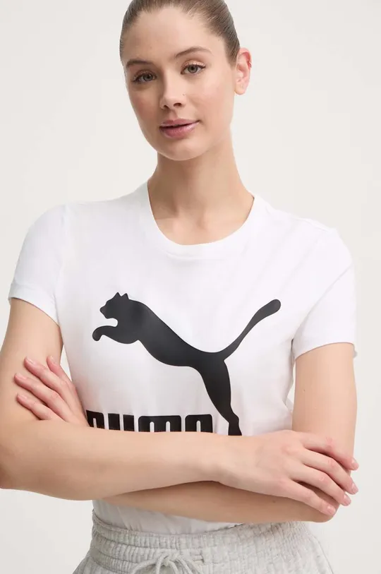 fehér Puma pamut póló Classic Logo Tee