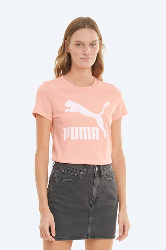 рожевий Бавовняна футболка Puma Classics Logo Tee Жіночий