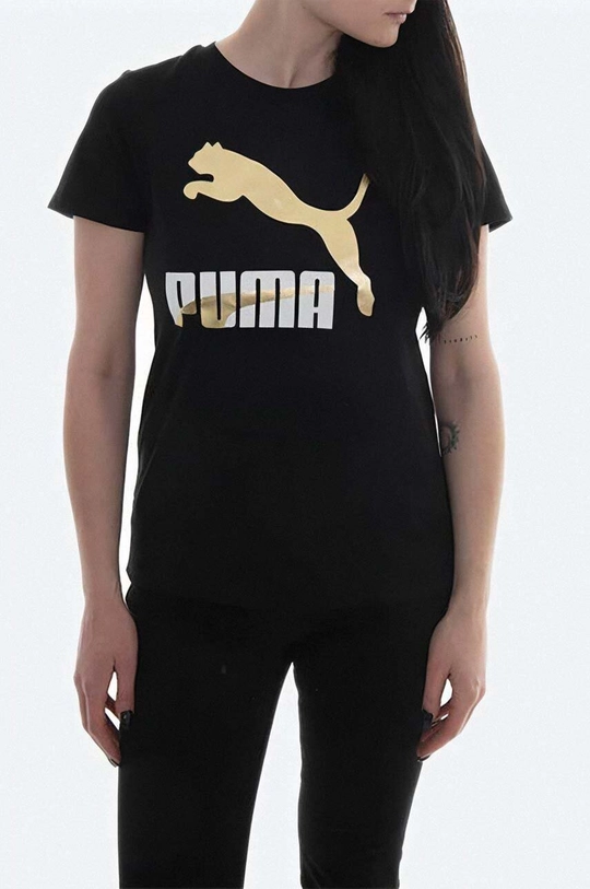 чёрный Хлопковая футболка Puma Classic Logo Tee Женский