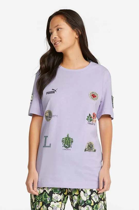 violet Puma cotton t-shirt Puma x Liberty Badge Tee Women’s