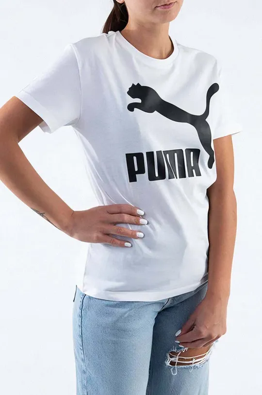 biały Puma t-shirt bawełniany Classics Logo Tee
