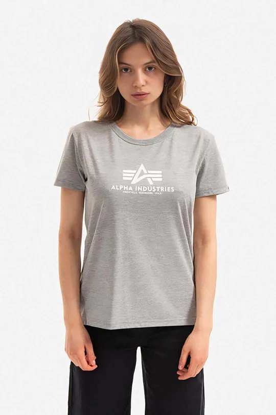 γκρί Βαμβακερό μπλουζάκι Alpha Industries Γυναικεία