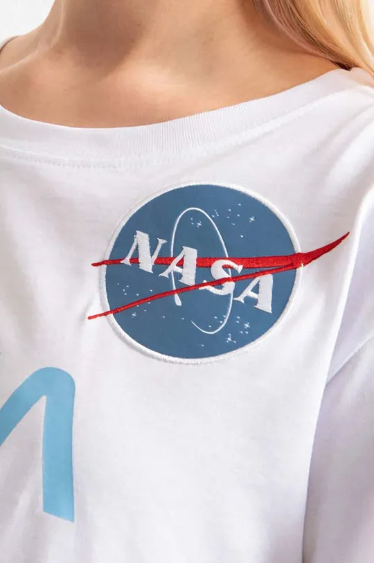 λευκό Βαμβακερό μπλουζάκι Alpha Industries NASA PM
