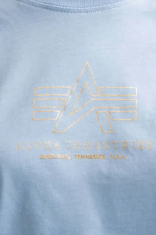 голубой Хлопковая футболка Alpha Industries Basic T COS ML Foil Print Wmn