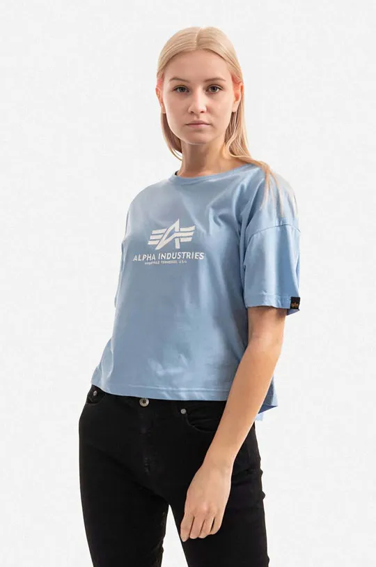 modrá Bavlnené tričko Alpha Industries Basic T COS Wmn Dámsky