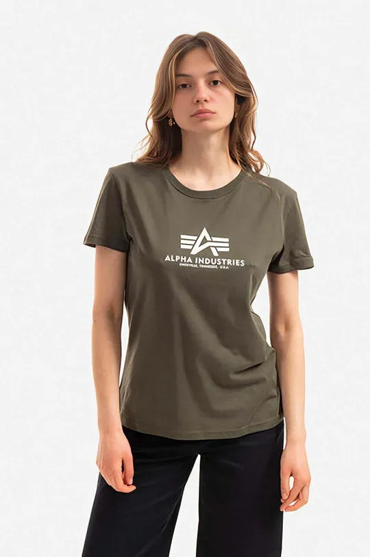 green Alpha Industries cotton T-shirt New Basic T Wmn Women’s