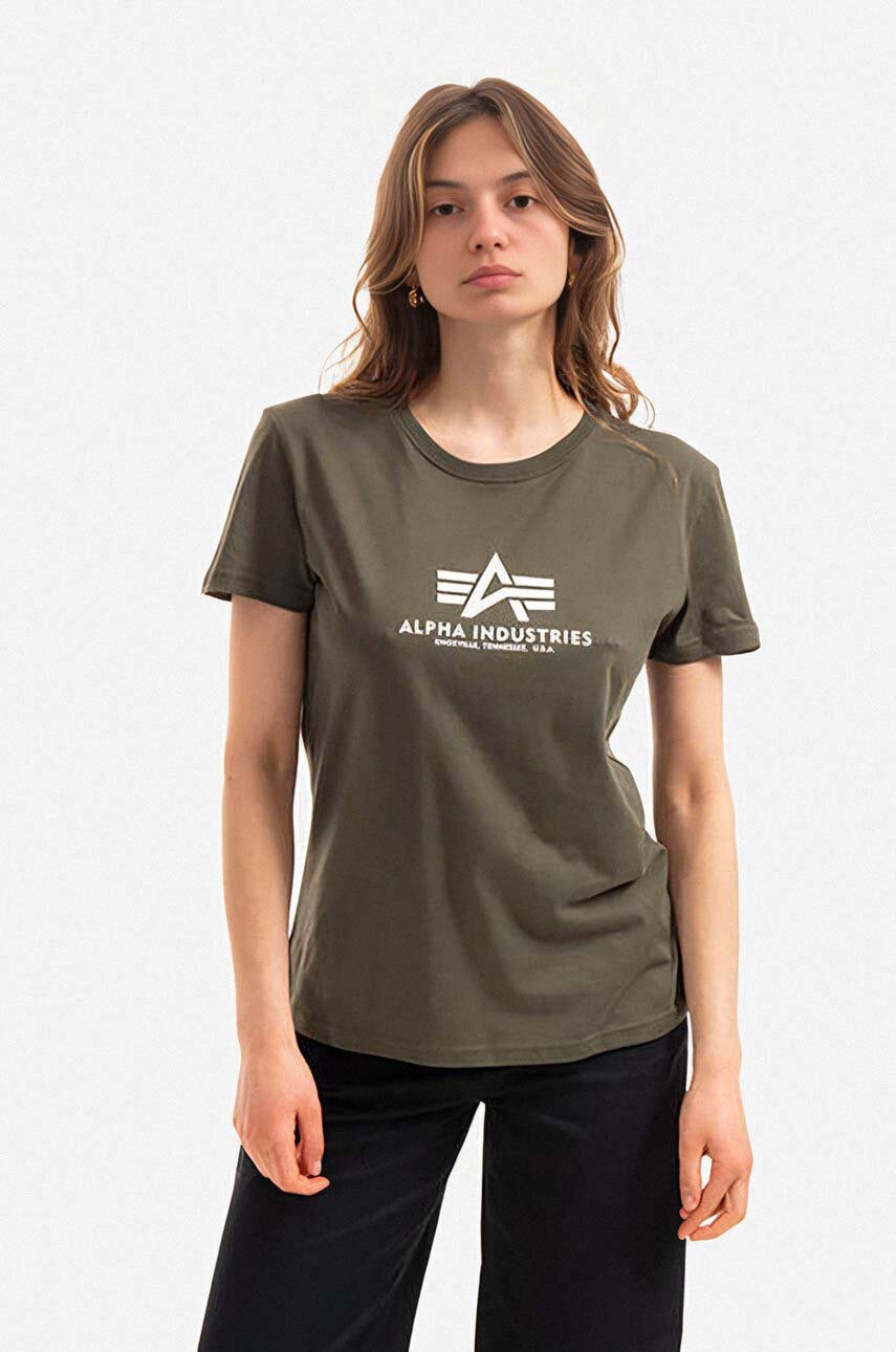 πράσινο Βαμβακερό μπλουζάκι Alpha Industries New Basic T Wmn Γυναικεία