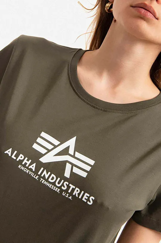 зелёный Хлопковая футболка Alpha Industries New Basic T Wmn
