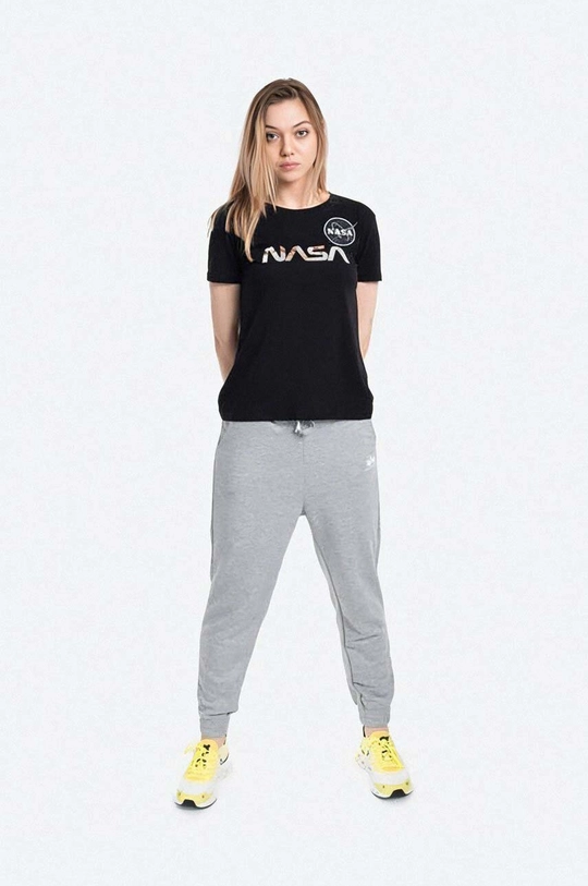 Βαμβακερό μπλουζάκι Alpha Industries Nasa Pm T Wmn μαύρο