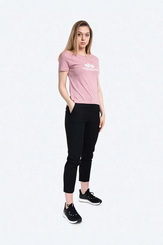 Alpha Industries cotton T-shirt New Basic T Wmn pink