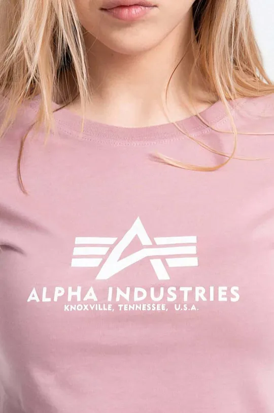 ροζ Βαμβακερό μπλουζάκι Alpha Industries New Basic T Wmn