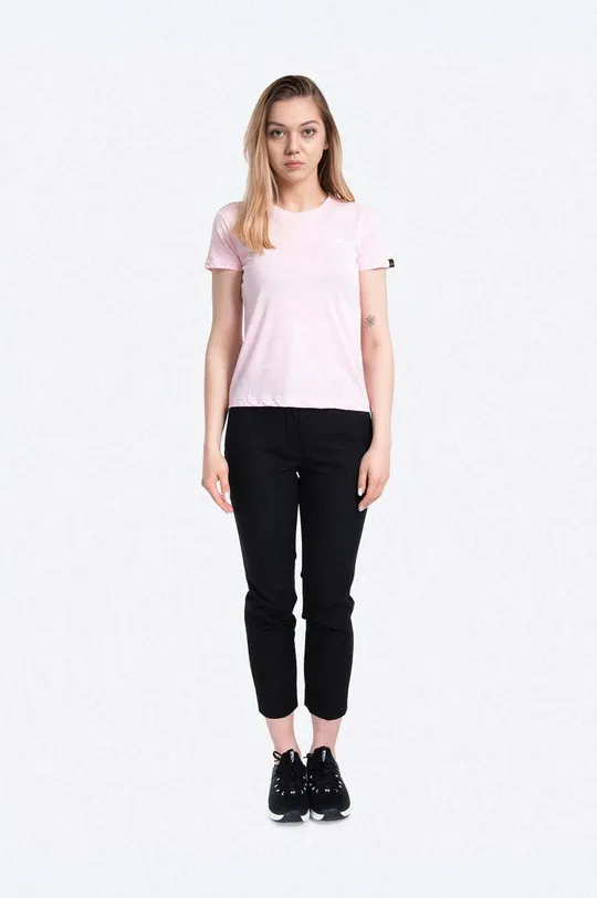 Alpha Industries cotton T-shirt Basic T Logo Wmn pink