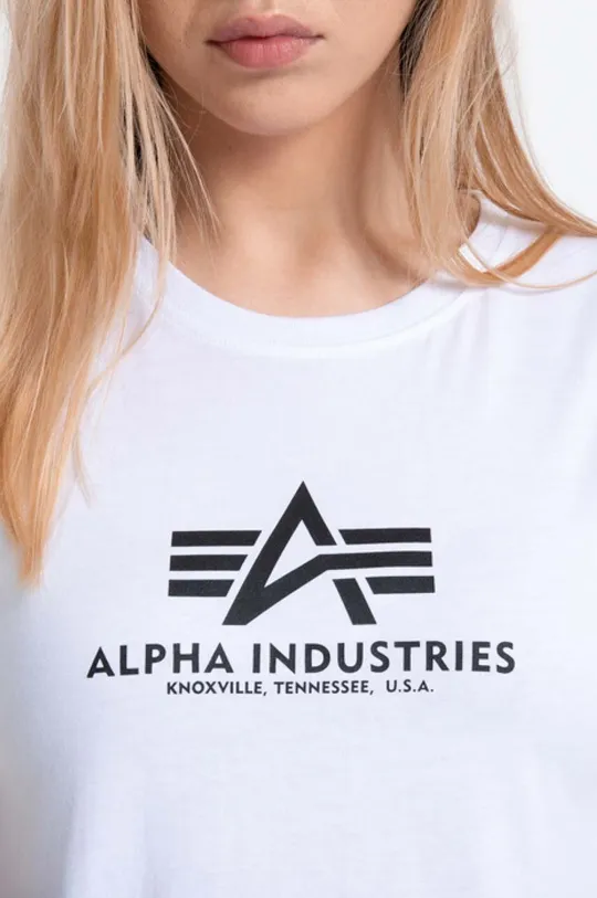 alb Alpha Industries tricou din bumbac