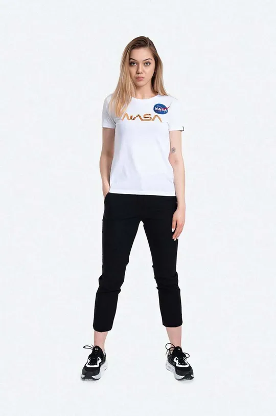 Βαμβακερό μπλουζάκι Alpha Industries NASA Pm T λευκό