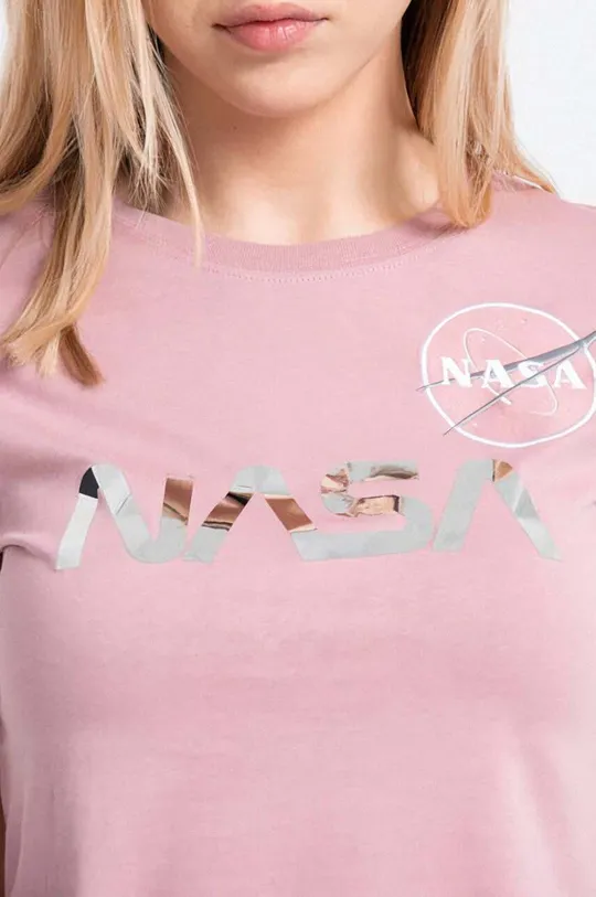 розов Памучна тениска Alpha Industries NASA PM
