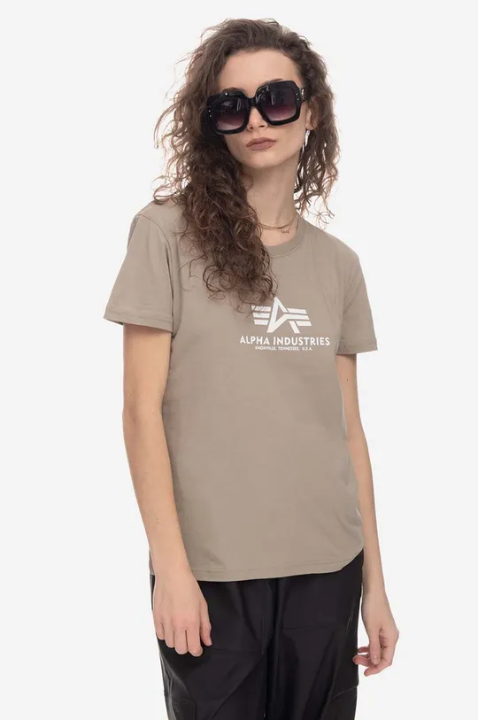 μπεζ Βαμβακερό μπλουζάκι Alpha Industries New Basic T Wmn Γυναικεία