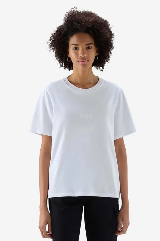 λευκό Βαμβακερό μπλουζάκι Woolrich Woolrich Logo T-shirt CFWWTE0070FRUT2926 100