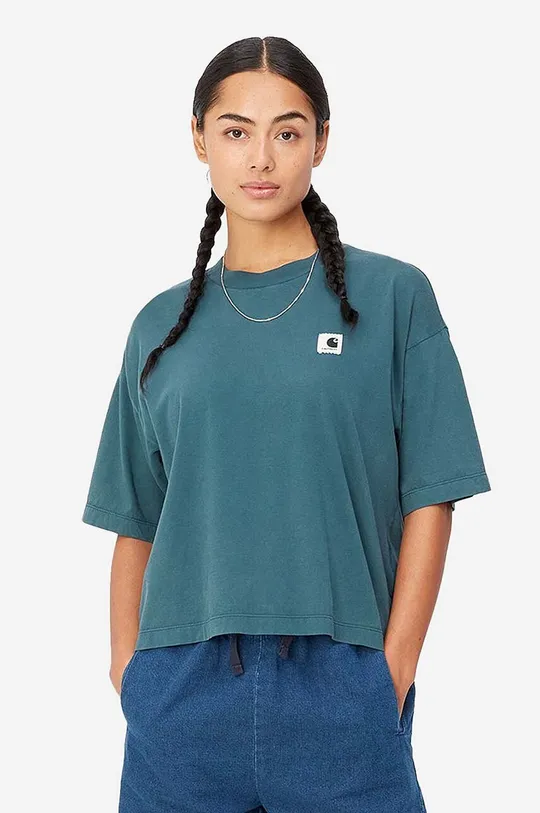 πράσινο Βαμβακερό μπλουζάκι Carhartt WIP Nelson T-Shirt Γυναικεία