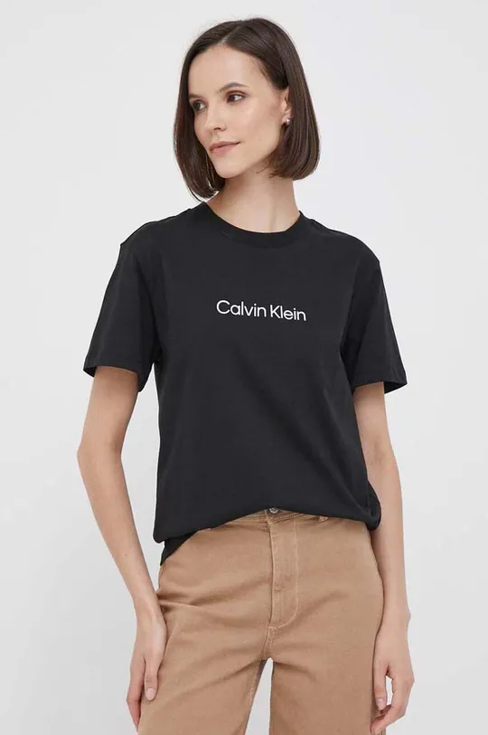 fekete Calvin Klein pamut póló Női