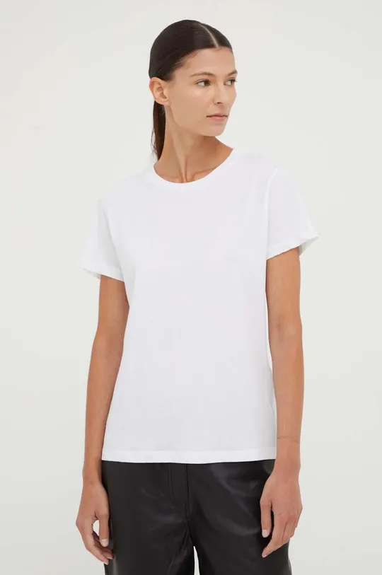 bela Bombažna kratka majica Samsoe Samsoe Ženski