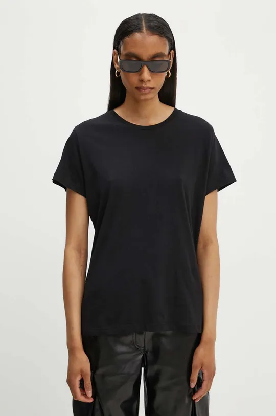 μαύρο Βαμβακερό μπλουζάκι Samsoe Samsoe Γυναικεία