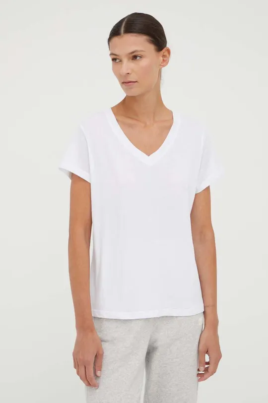bela Bombažna kratka majica Samsoe Samsoe Ženski