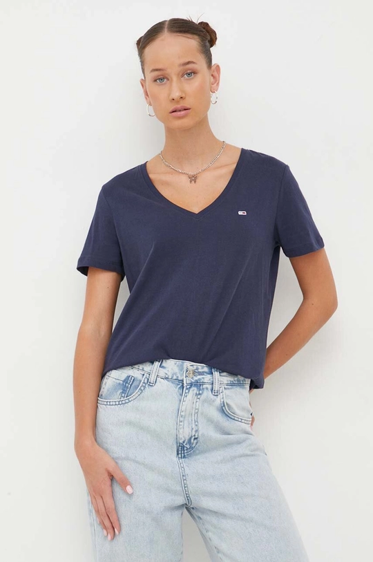 granatowy Tommy Jeans t-shirt bawełniany Damski