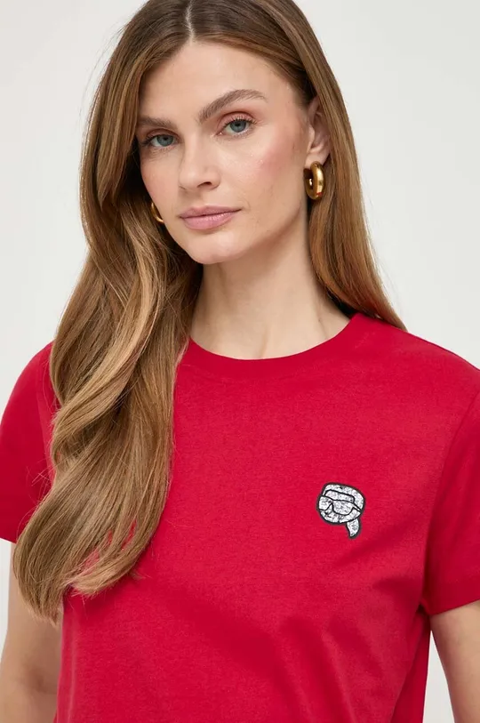 rdeča Bombažna kratka majica Karl Lagerfeld