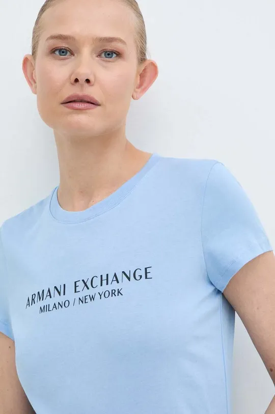 niebieski Armani Exchange t-shirt bawełniany Damski