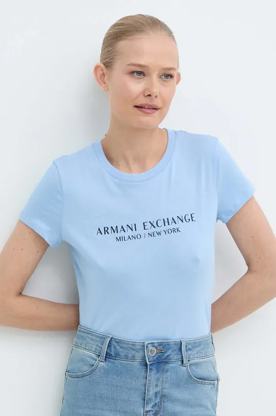 Хлопковая футболка Armani Exchange голубой