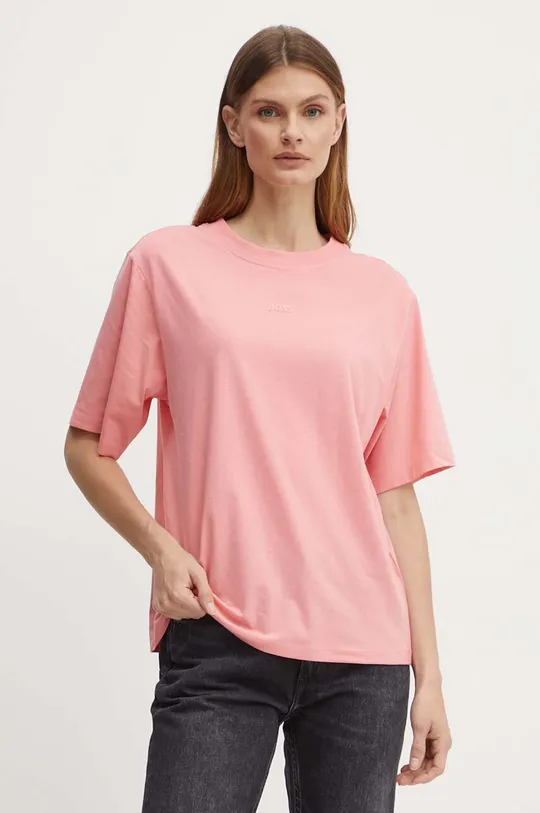 ροζ Βαμβακερό μπλουζάκι Boss Orange Γυναικεία