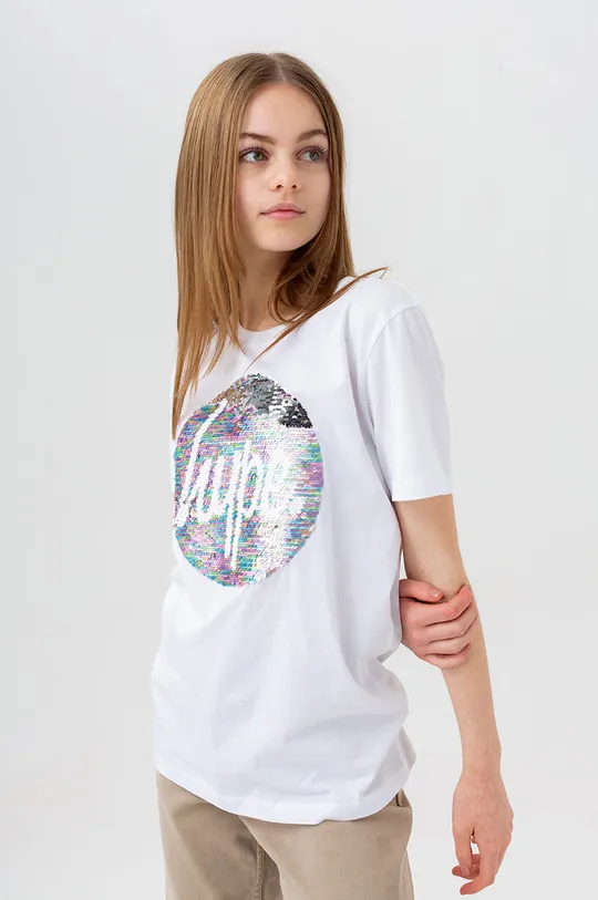 білий Дитяча бавовняна футболка Hype Для дівчаток