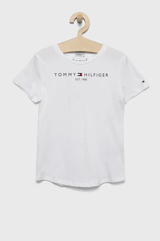 biela Detské bavlnené tričko Tommy Hilfiger Dievčenský