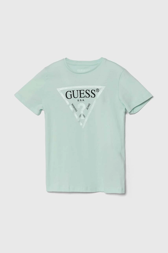 τιρκουάζ Παιδικό βαμβακερό μπλουζάκι Guess Για κορίτσια