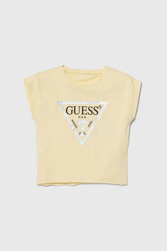 żółty Guess t-shirt dziecięcy Dziewczęcy
