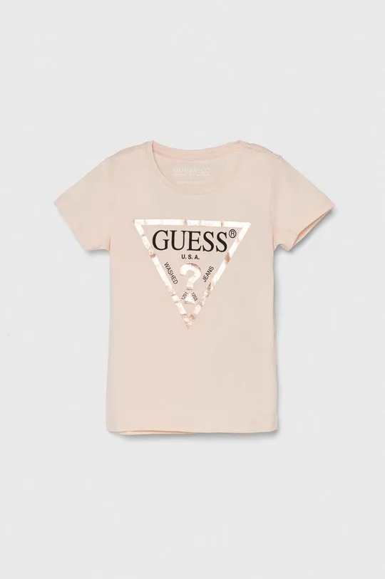 roza Pamučna majica Guess Za djevojčice