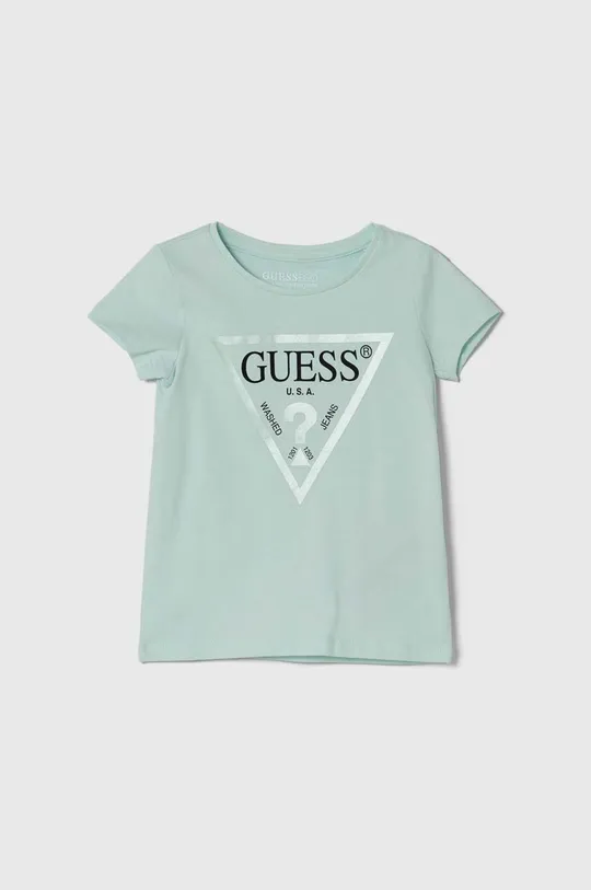 бірюзовий Бавовняна футболка Guess Для дівчаток