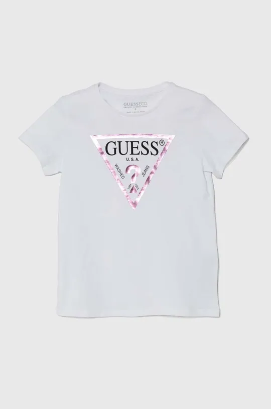 bijela Dječja pamučna majica kratkih rukava Guess Za djevojčice