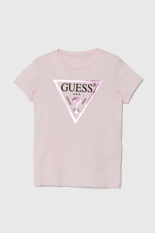 rózsaszín Guess gyerek pamut póló Lány